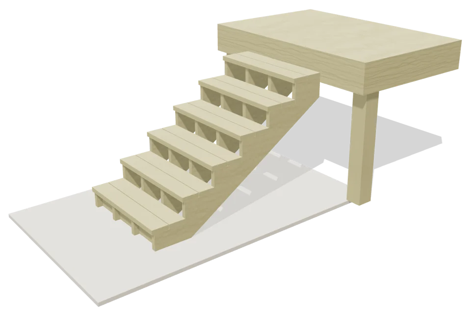 3D framing model of a set of stairs, drawn by Build to Size